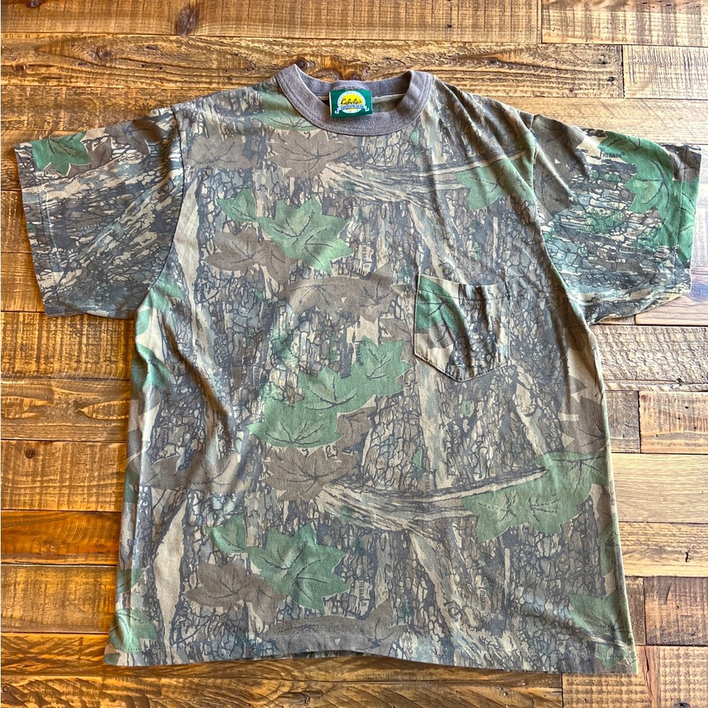 Vintage Cabela’s Outdoor Gear Sz XL S/S Camouflage Shirt w/ Pocket USA Made
